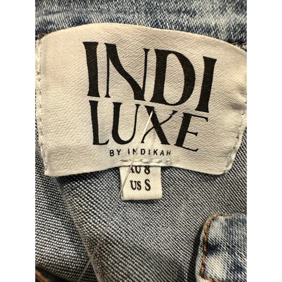 Indie Luxe by Indikah – Belted Zip-Up Denim Romper – Size Small - Picture 2 of 5